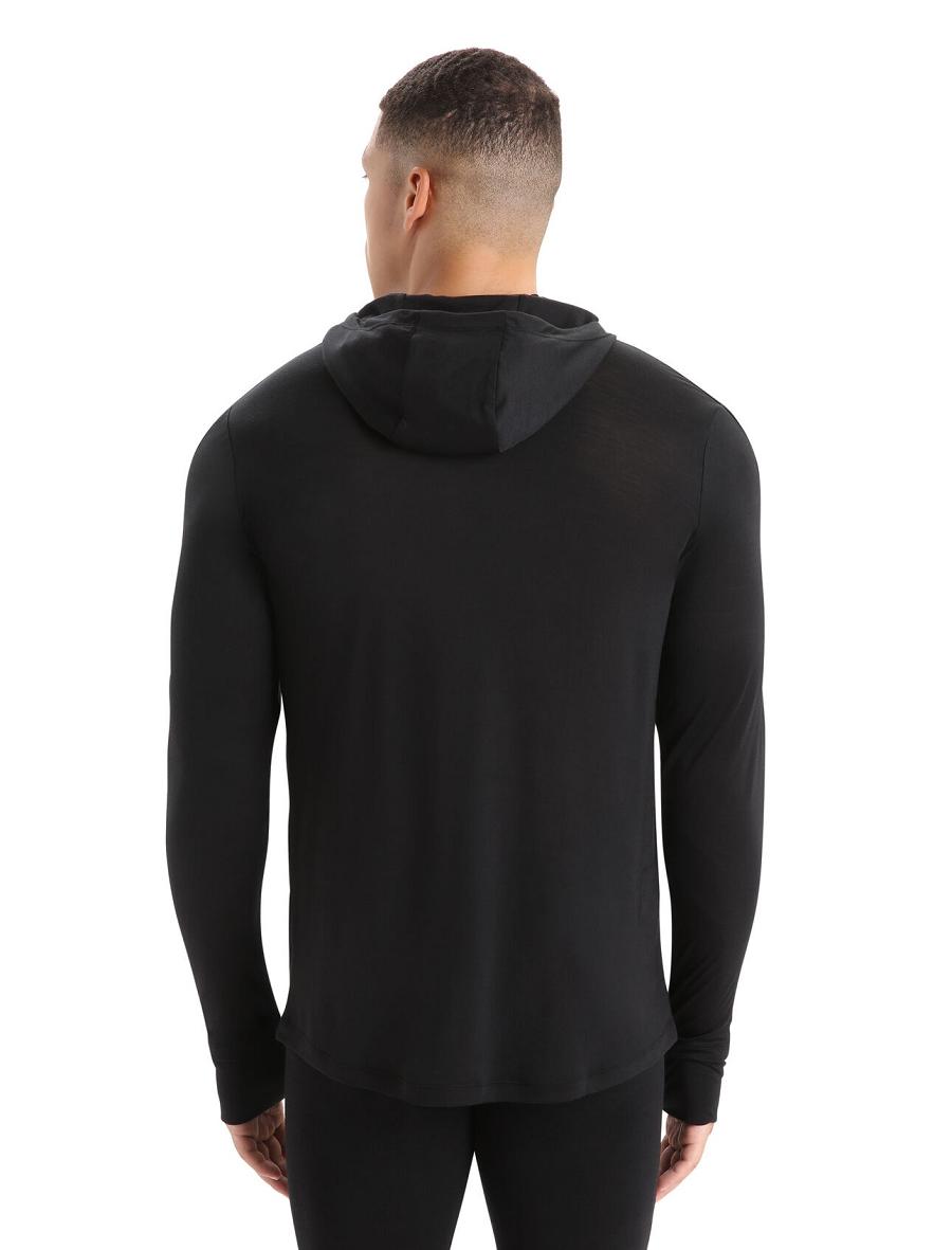 Icebreaker Cool-Lite™ Merino Hoodie Miesten Long Sleeve Mustat | FI 1228PJJQ